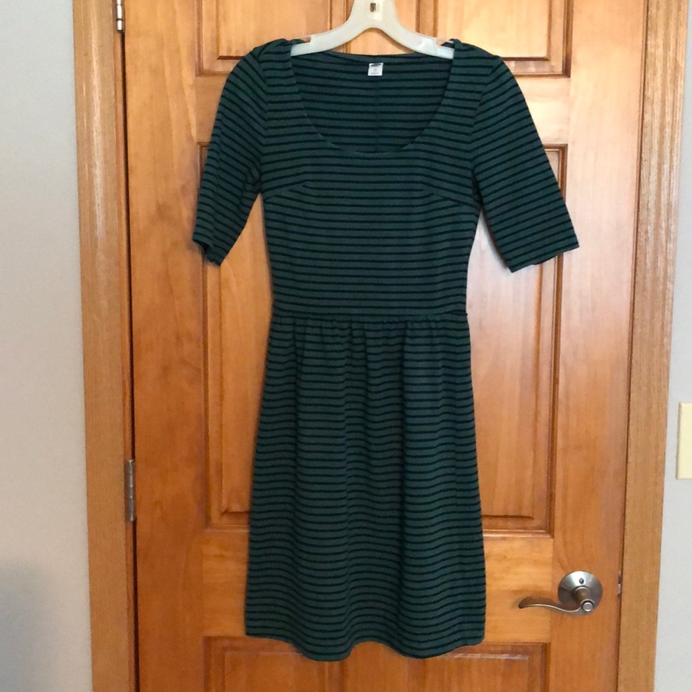 Old Navy Dark Green with Black Stripes Dress Size XS